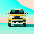 Yellow Modern Crew Cab Pickup Truck With Black Roof And Alloy Wheels