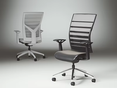 Ergonomic Modern Office Chair Mesh Back Comfortable Design Gray Black Swivel Armrests 3d model