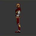 Game and Movie Character 3D Model With Red Yellow Armor Silver Armored Parts Standing Pose