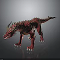 3D Fantasy Red Dragon Creature With Spiked Back And Sharp Claws 3d model