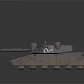 3D Rendered Military Tank With Metallic Surface Cannon Antennas And Red Marking