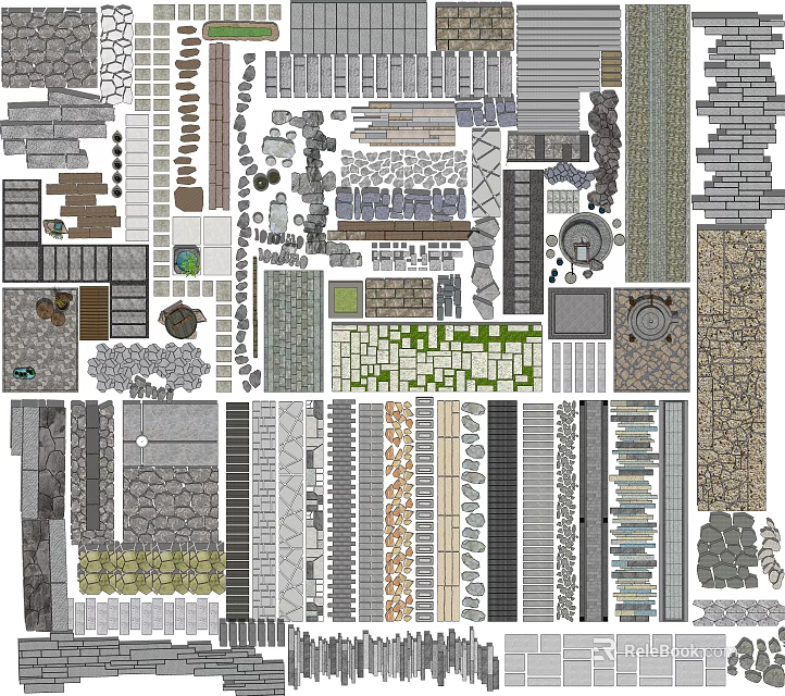 Garden Path Paving Design Ideas With Stone Brick Cobblestone Patterns 3d model