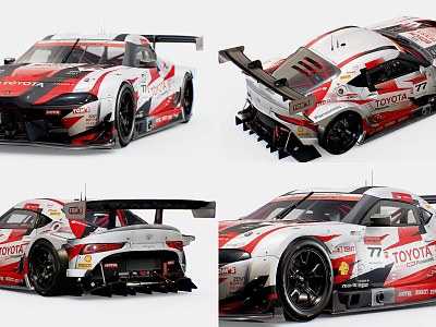 Toyota Racing Car With Red And White Livery Aerodynamic Design Multiple Angles 3d model