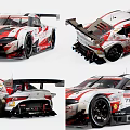 Toyota Racing Car With Red And White Livery Aerodynamic Design Multiple Angles