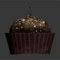 Dark Spiky Fruit with White Spots in Paper Cup and Small Stem on Top