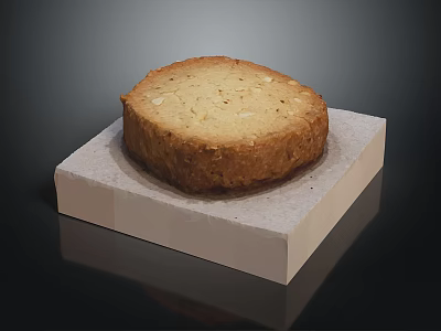 Delicious Round Homemade Biscuit With Nut Pieces On White Square Base 3d model