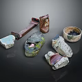 Handmade Natural Stone Crafts With Irregular Shapes Colorful Coating And Pottery Bowl