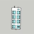 Modern socket equal proportion hole insert row 3d model