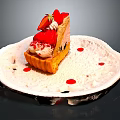 Delicious Strawberry Tart With Whipped Cream Fresh Strawberries And Red Sauce Drizzle On White Plate