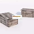 Two Rustic Wooden Crate Stools Featuring Natural Wood Grain Texture