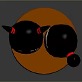 Two Angry And Side Facing Cartoon Characters With Black Hair Red Accessories On Orange Base