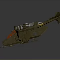 Sci-Fi Spaceship Model With Dual Engines Sleek Wings Metallic Body And Orange Accents