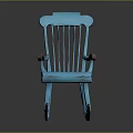 Classic Turquoise Rocking Chair With Slatted Back And Wooden Armrests Design