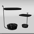 Black Modern Side Tables With Round Marble Base And Black Metal Frame Design 3d model