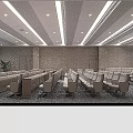 Modern Conference Room Interior Design With Wooden Walls Long Table Ceiling Light Strips And Seats