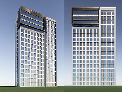 Modern High Rise Office Building With Glass Facade And Large Windows 3d model