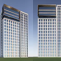 Modern High Rise Office Building With Glass Facade And Large Windows