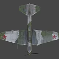Vintage Green Fighter Aircraft With Weathered Body And Red Star Insignia On Wings