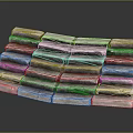 Gray Textured Stone Bricks Stacked In Curved Arrangement On Black Background