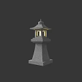 Traditional Japanese Stone Outdoor Light With Pagoda Structure And Warm Illumination