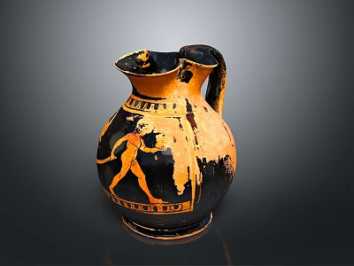Detailed Ancient Greek Amphora Ceramic Vessel With Carved Figure Artistic Design 3d model