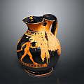 Detailed Ancient Greek Amphora Ceramic Vessel With Carved Figure Artistic Design
