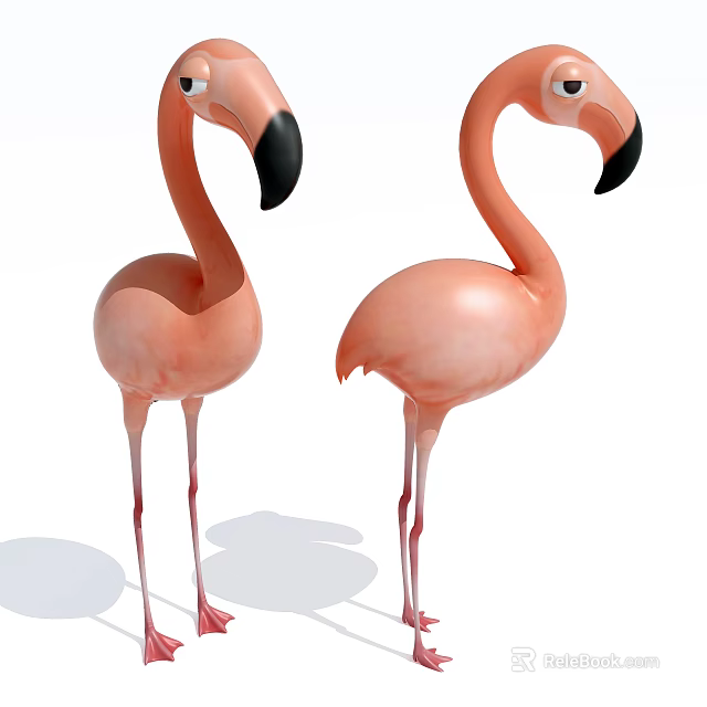 Pink Flamingo Ornament Set Decorative Home Decor Display Accessories Pieces 3d model 