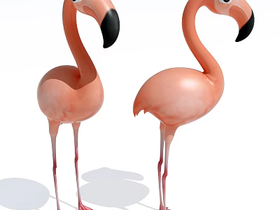 Pink Flamingo Ornament Set Decorative Home Decor Display Accessories Pieces 3d model