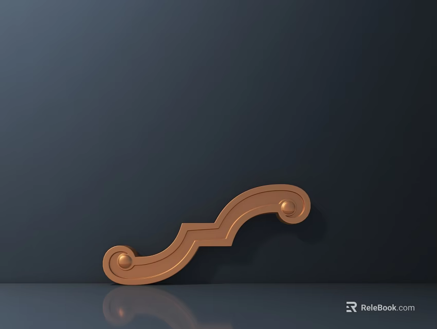 Decorative Copper Carved Design with Curved Patterns on Dark Background and Smooth Surface Reflection 3d model 