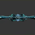 Teal Mythical Sword With Ornate Hilt And Decorative Blade Design