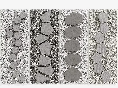 Natural Stone Stepping Stones With Circular Hexagonal Irregular Shapes For Garden Pathway 3d model