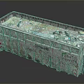 Industrial Metal Trash Dumpster Filled With Mixed Waste And Eco Labels