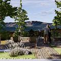 Modern Park Forest Park Landscape Viewing Mountain Park Viewing Platform Lookout Platform Rest Wooden Platform 3d model