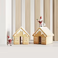 Decorative Gingerbread House Ornament Set With Gnome Lantern And Snowy Roof
