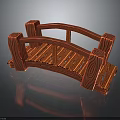 Wooden Small Bridge Model With Carved Railings And Textured Planks