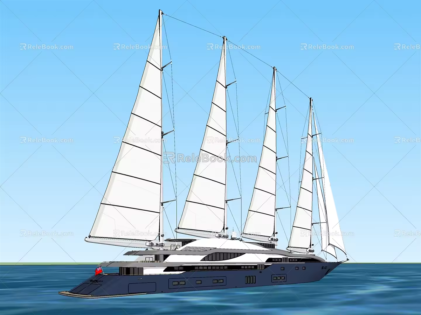 modern sailing ship 3d model