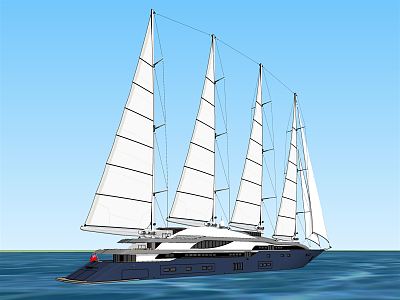 modern sailing ship 3d model