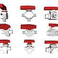Different Types of Metal Pipe Valves With Red Handles for Industrial Use