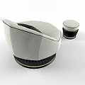 Light Gray Velvet Single Seater Sofa With Black Cushion And Matching Ottoman