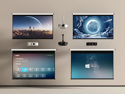 High Quality Projection Monitoring System With Clear Display Screens And Projector Devices 3d model