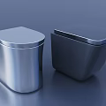 Modern Square Toilets With Metallic Silver And Dark Gray Sleek Surface Design 3d model
