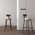 Poliform Design Wooden Frame Bar Stools With White Cushion In Modern Interior 3d model