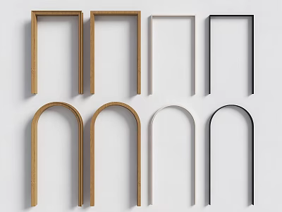 Arch Rectangular Wooden Metal Frame Components In Brown White Black For Home Decor 3d model