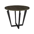 Modern Round Coffee Table Featuring Wood Grain Top And Black Metal Legs