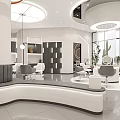Modern Beauty Hair Salon Interior With Styling Chairs Mirrors And Decorative Lighting