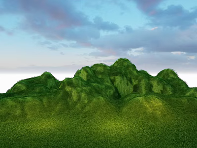 Garden Landscape Featuring Lush Green Hills And Expansive Grassland Under Blue Sky With Clouds 3d model