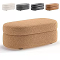 Oval Shaped Sofa Stool with Textured Fabric in Multiple Colors for Home Living Room