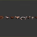 Multiple Red Colored Characters In Various Costumes Standing In A Row With Reflections