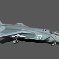Gray Military Fighter Jet 3D Model With Number 77 And Red Star Markings