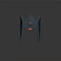 Electronic Model Spacecraft with Detailed Black Structure and Red Lighting Features 3d model